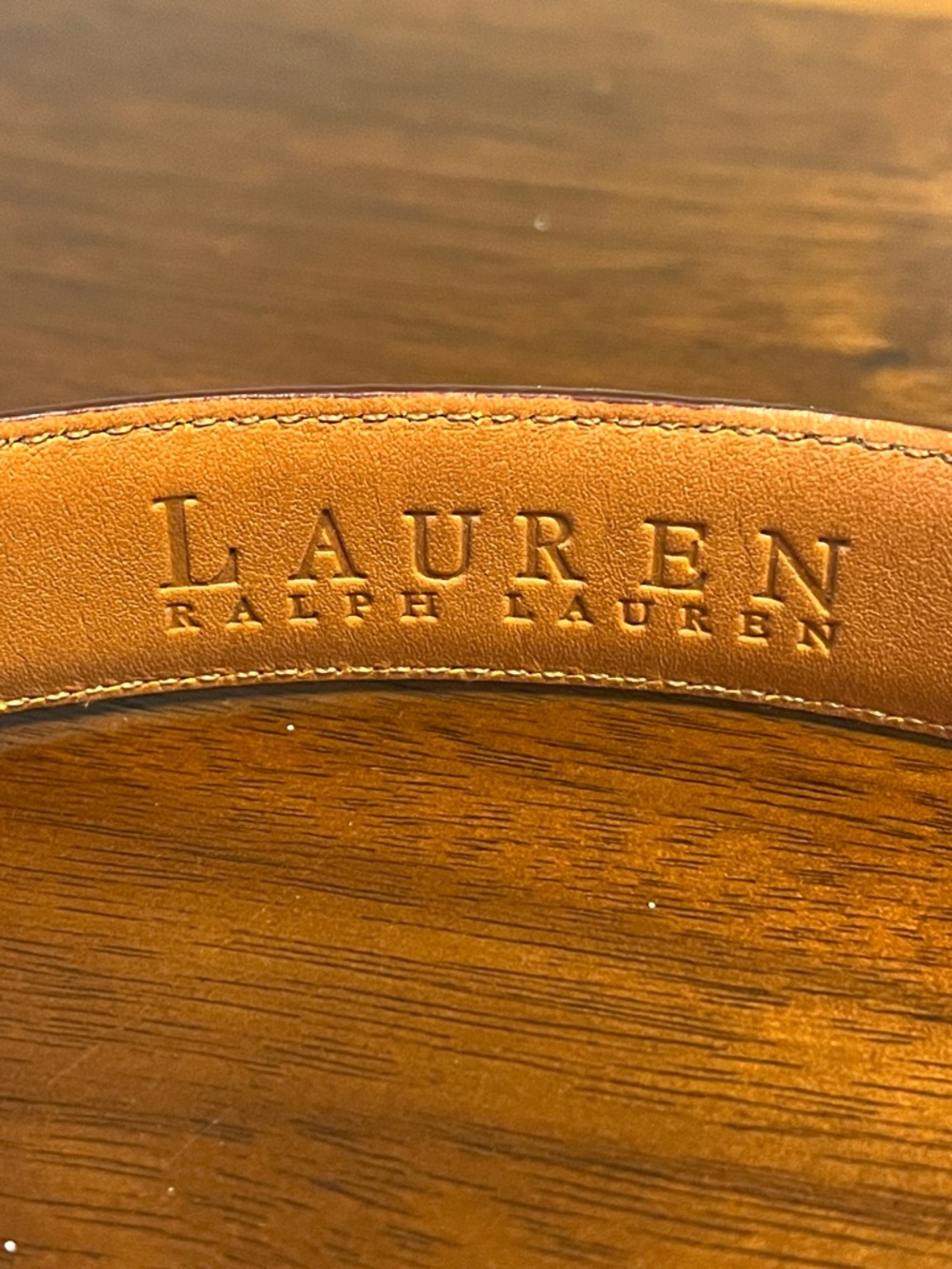 Lauren Ralph Lauren Tan Croc-Embossed Leather Belt with Gold-Tone Buckle, 38 in - Picture 4 of 16